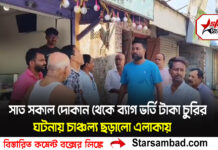 সাত সকাল দোকান থেকে ব্যাগ ভর্তি টাকা চুরির ঘটনায় চাঞ্চল্য ছড়ালো এলাকায়